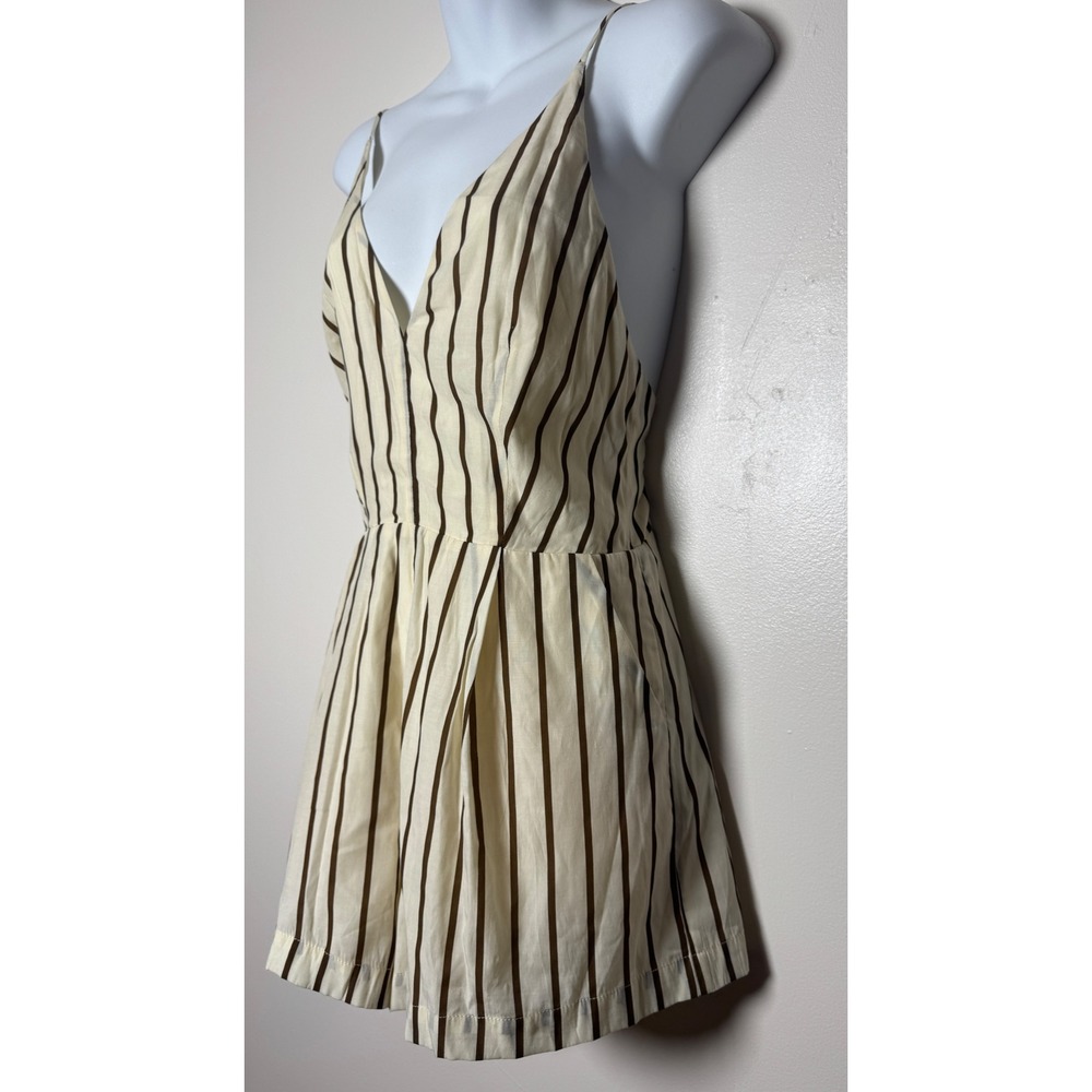 Line and Dot Macario V-Neck Romper Cream Brown Open Back Resort Collection Sz S - Picture 7 of 11